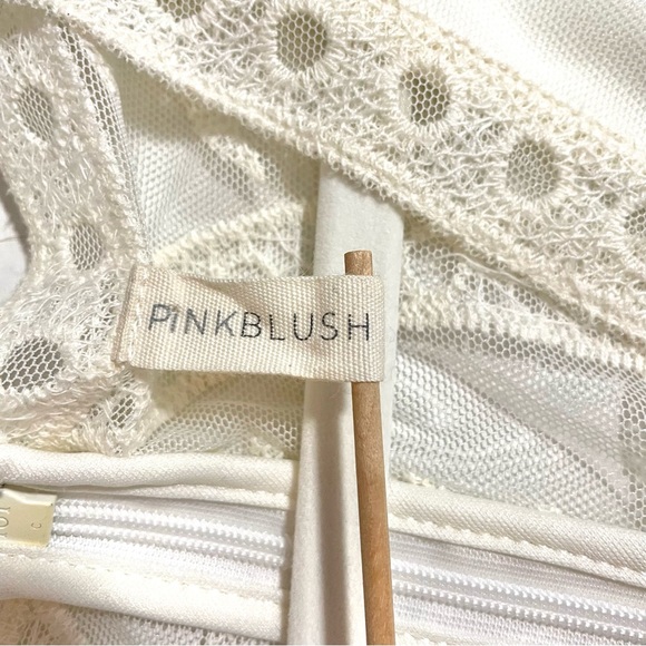 PinkBlush Cream Lace Mesh Overlay Maternity Maxi Dress Women's XL - Picture 11 of 16